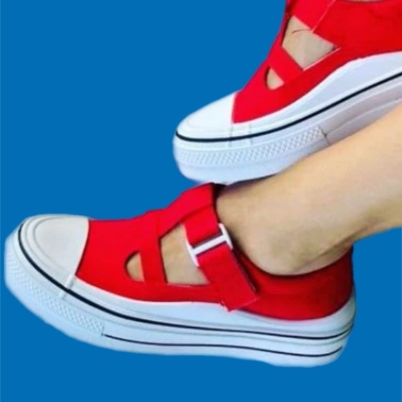 Perfect Girl Shoes - New without tags!! Red Flat Sneakers, size 39 = us 8